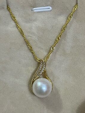 Natural White South Sea Cultured Pearl Necklace 22”